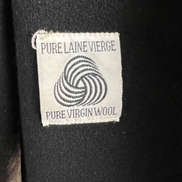 Vintage Fennelli Paris Women's Med Black 100% Virgin Wool Long Overcoat Jacket - Picture 8 of 16
